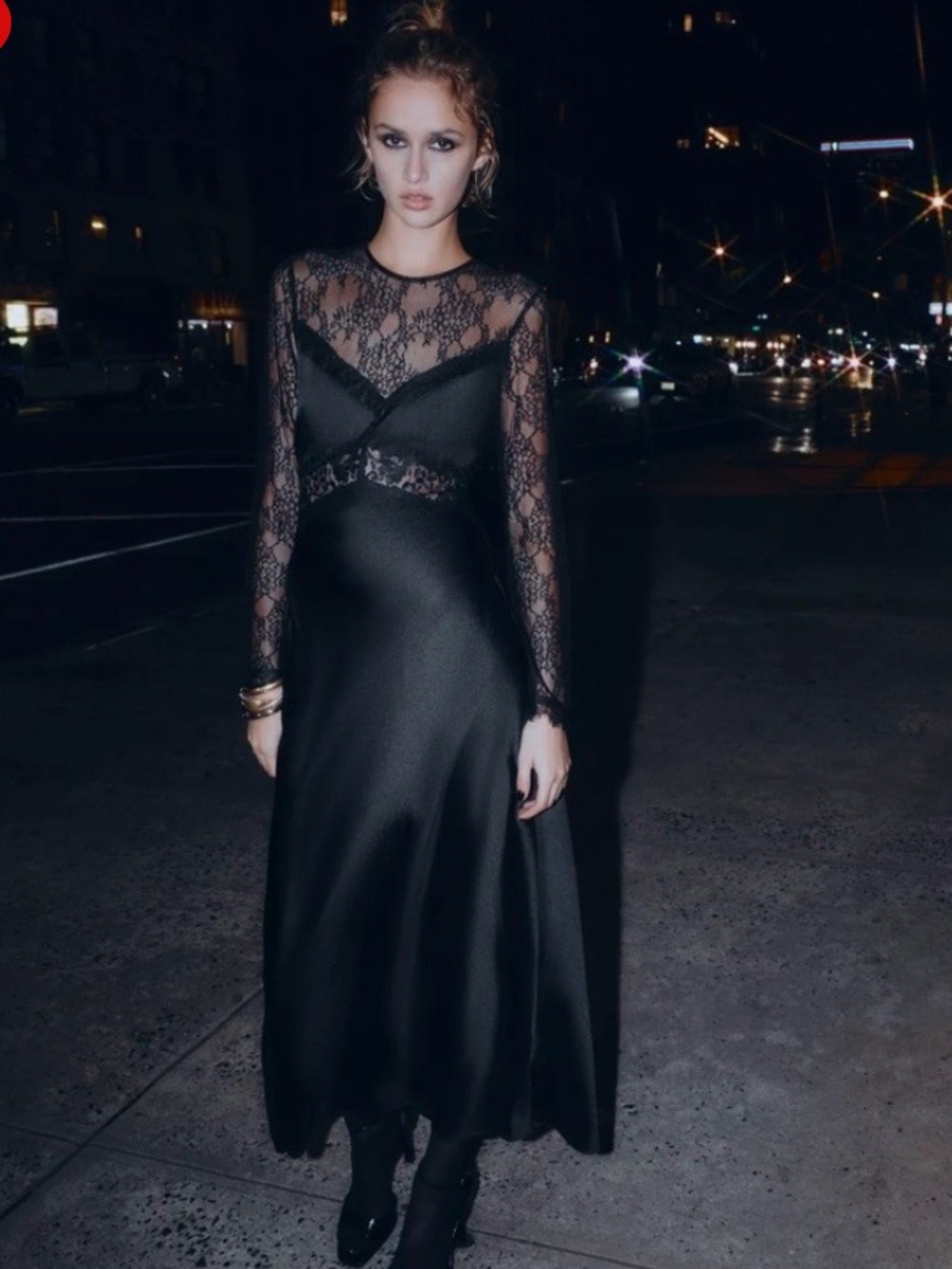 Zara NWT black long sleeve lace dress 8741/266